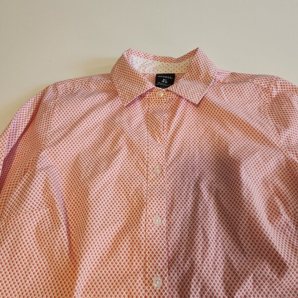 George Button Up Shirt White With Pink /‎ Red Floral Polks Dots Womens Small 4-6 - Picture 3 of 13